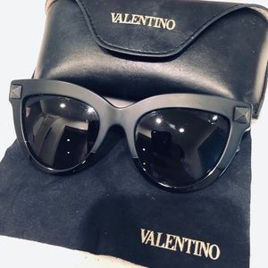 Valentino Matte Black Cat Eye Sunglasses